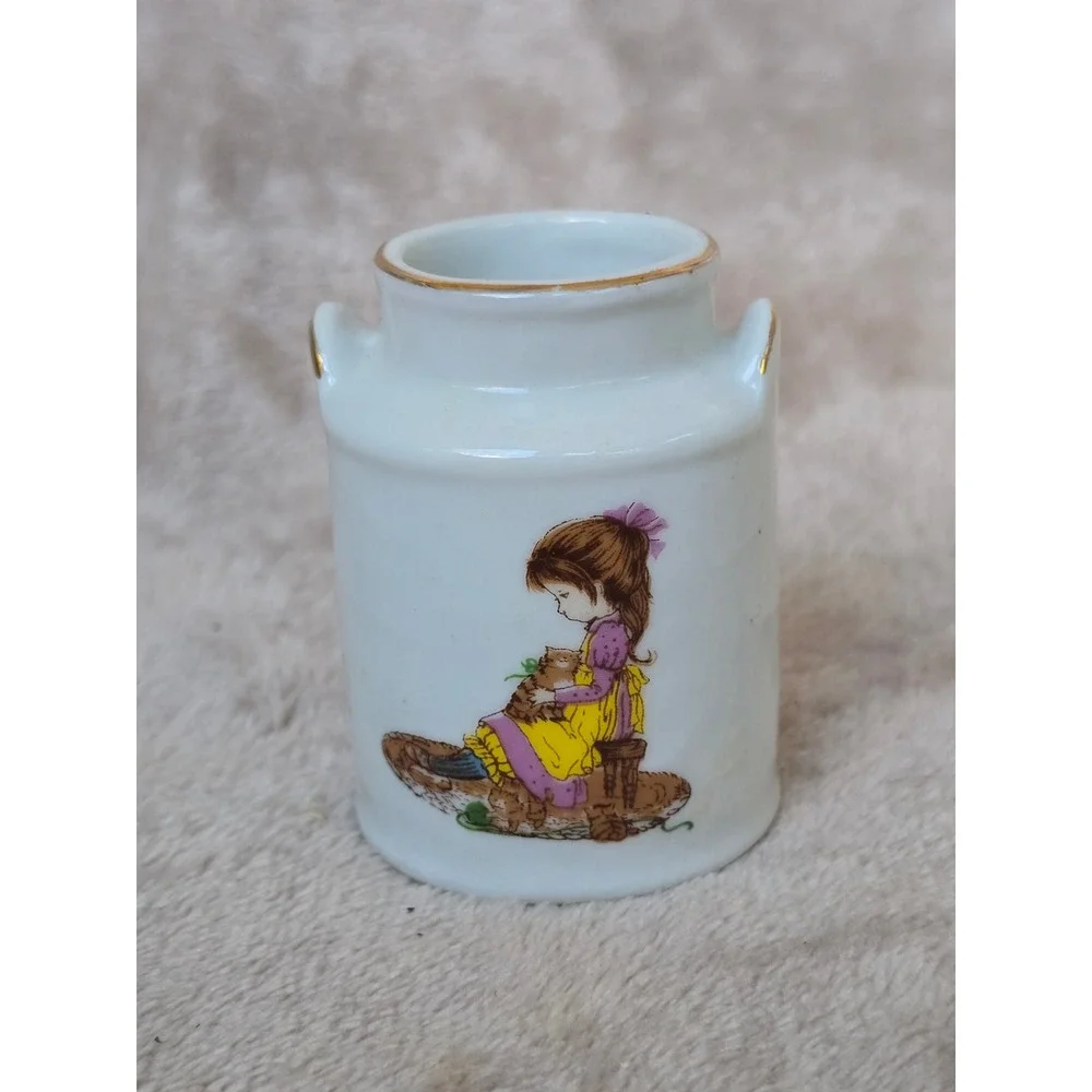 Vintage 1976 Petticoats & Pantaloons Ceramic Miniature Milk Can Toothpick Holder